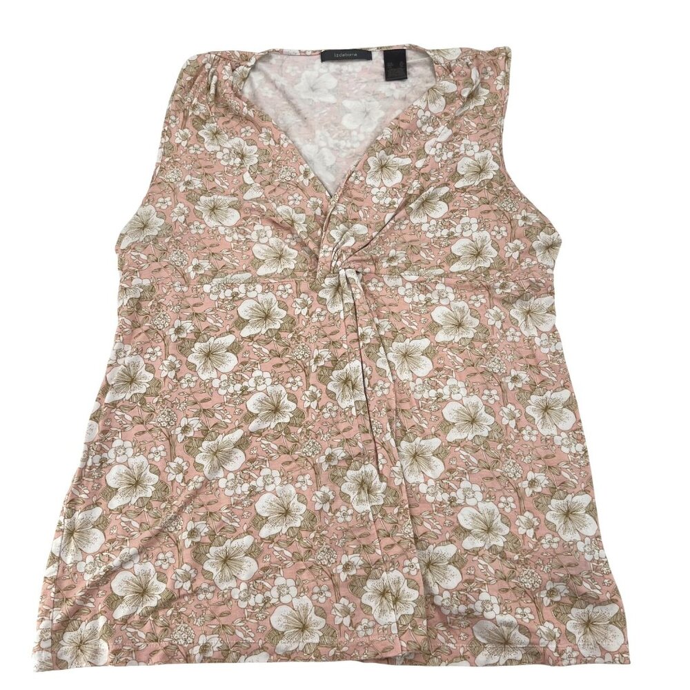 Liz Claiborne Sleeveless Floral Pink Top XL Lightweight‎ Casual Wear